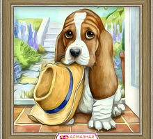 Картина стразами "Маленький бассет" (20 x 20см)