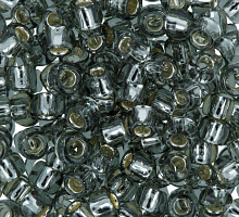 Бисер "ТОНО" круглый 8/0 3мм №029 серый с серебряной полосой (25г)