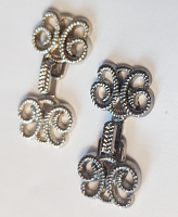 Застежка-крючок металлическая, ажур, серебро, 30мм ш8