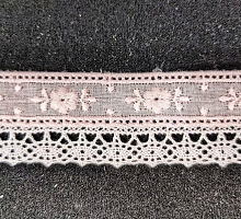 ШИТЬЁ С МЕРСЕРИЗОВАННЫМ КРУЖЕВОМ, 25 ММ розовое (цена за 1 см)