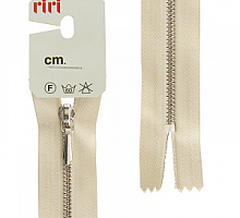 Молния RIRI ТОП-СТАР металл неразъемная, 3 мм, 18 см, тип подвески TROPF, цвет цепи Ni, цвет 2230 бежевый