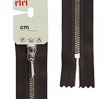 Молния RIRI ТОП-СТАР металл неразъемная, 3 мм, 18 см, тип подвески TROPF, цвет цепи Ni, цвет 2226 темно-коричневый