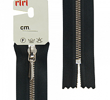 Молния RIRI ТОП-СТАР металл неразъемная, 3 мм, 18 см, тип подвески TROPF, цвет цепи Ni, цвет 2110 черный