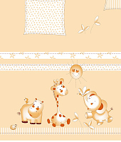 Поликоттон бежевый "зверята" (цена за 1 см)