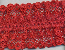 КРУЖЕВО-РЮШ на резинке,  цвет красный 40 мм.