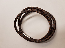Браслет плетеный кожаный черный