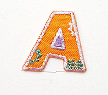 Термоаппликация буква А оранжевая, 35 х 32 мм.