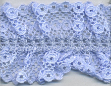 КРУЖЕВО-РЮШ на резинке,  цвет голубой 40 мм.