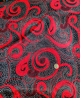 Жаккард черно-красные завитки ш. 1.1м (цена за 1см)