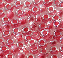 Бисер прозрачный с прокрасом 38198 темно-розовый