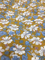 Поплин Цветы на горчичном ( цена за 1 см)