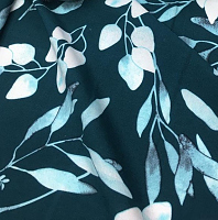 Поплин сине-зеленый листья ( цена за 1 см)