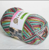 Пряжа носочная КОМФИ Сеам 58 вишнево-сине-зеленый